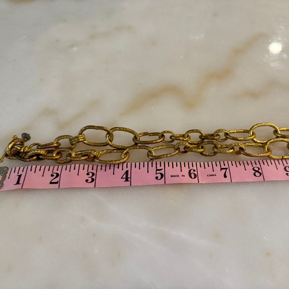 Striking Turquoise and Gold Chain Drop Necklace - Picture 6 of 9